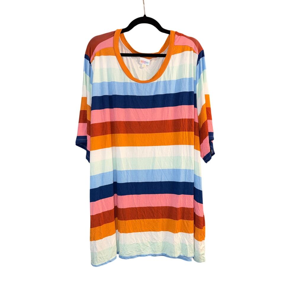 LuLaRoe Women's Plus Size Multi Striped Stretchy T-Shirt Size 3X 3XL